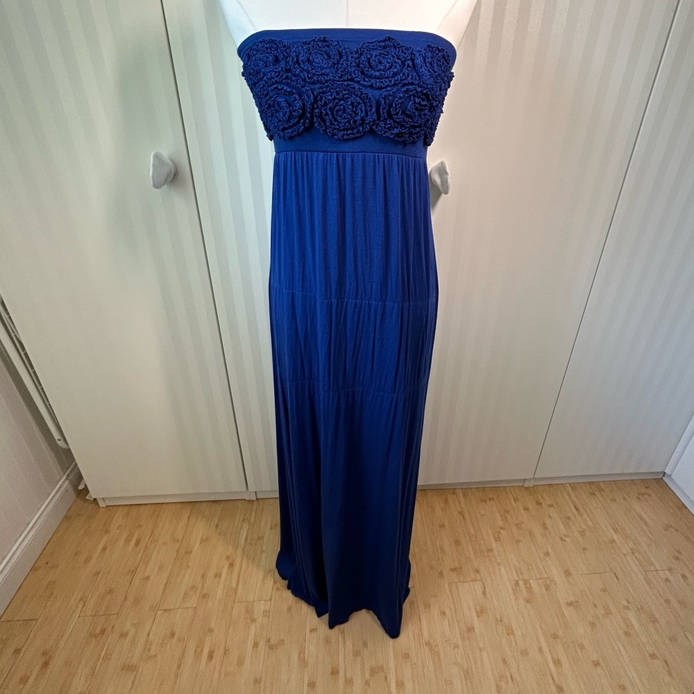 Willi Smith blue stretch strapless long dress Size M